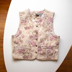 Liz Claiborne Floral Quilted Vest Size Small